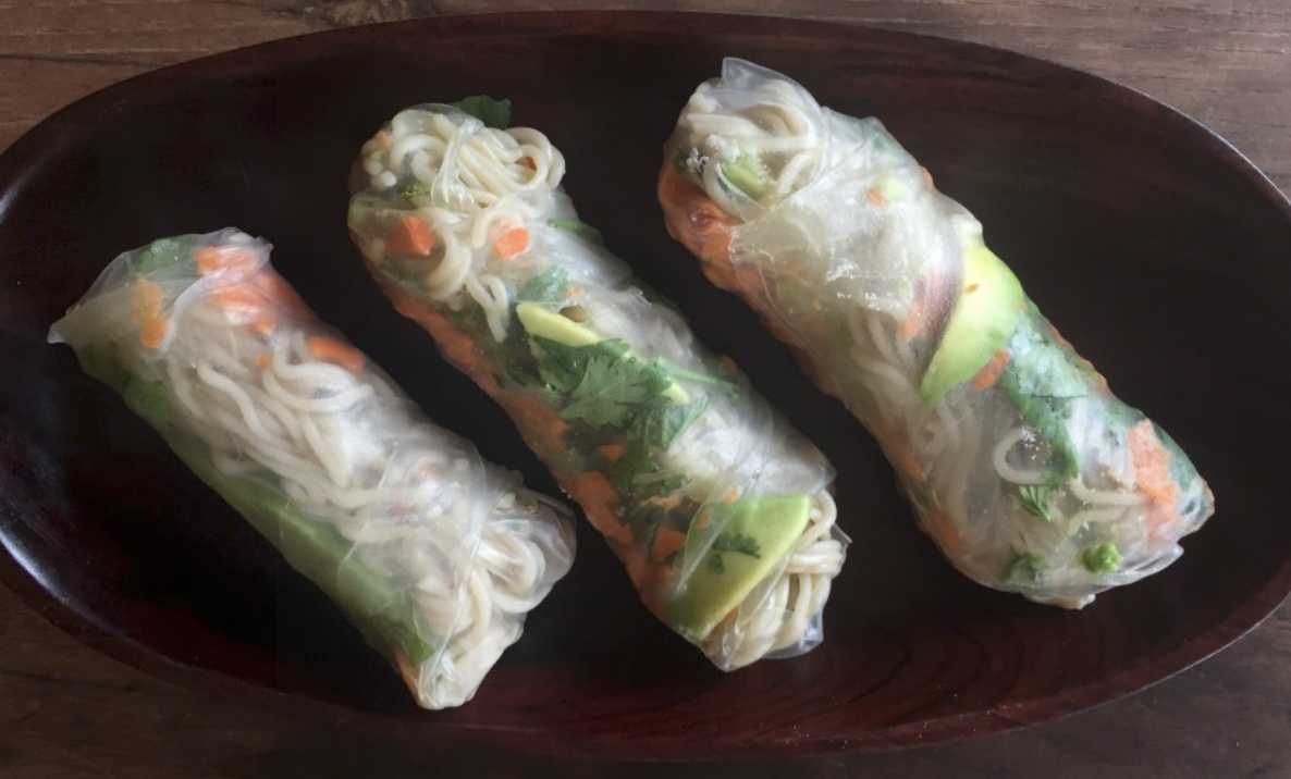 Forbidden Rice Ramen Spring Rolls - Family Eats